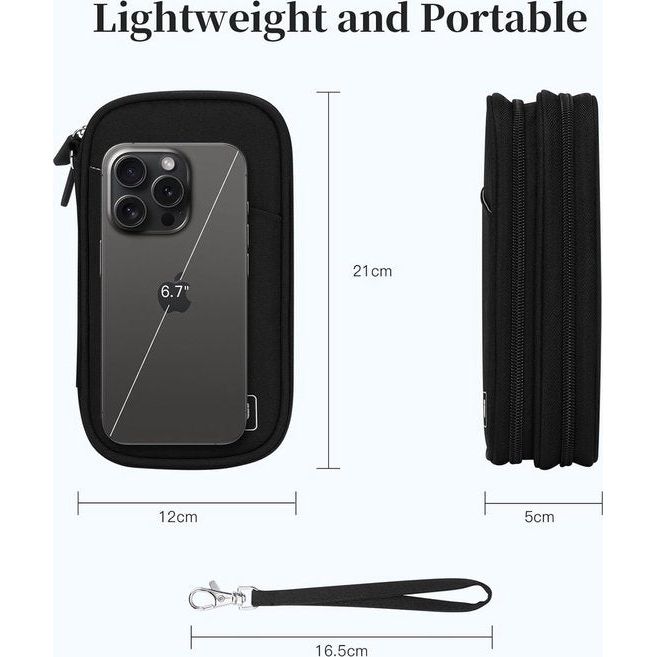 reisaccessoires organizertas, waterdichte reiskabelorganizer dubbellaags reiselektronica-accessoires voor USB-powerbank, kabel, SD-kaart (zwart)