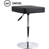 FURWOO PU lederen vierkante snijkruk in hoogte verstelbare draaibare werkplaats kapperszaak spa opstelling tattoo werkkruk korte taakstoel klein (zwart)