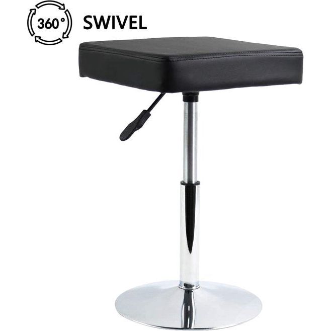 FURWOO PU lederen vierkante snijkruk in hoogte verstelbare draaibare werkplaats kapperszaak spa opstelling tattoo werkkruk korte taakstoel klein (zwart)