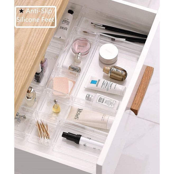 11-delige lade-organizer - doorzichtige plastic verdelers/make-up-organizers voor slaapkamer badkamer kantoor keuken - lade-organizers voor cosmetica briefpapier