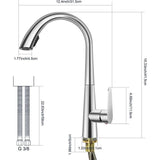 keuken, keukenkraan, mengkraan, hoge druk, keukenkraan, uittrekbaar, 360 graden draaibaar, eenhands-wastafelarmatuur, sproeier 2 modi met 60 cm koud warm water aansluit-wastafelarmatuur, chroom