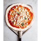 Premium pizzaschep - 35 x 35 x 71 cm geperforeerde pizzaschep van hard geanodiseerd aluminium voor gemakkelijk glijden op pizzasteen