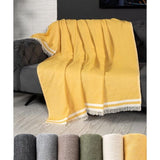 Bankdeken, 170 x 230 cm, mosterdgeel, knuffeldeken, pluizige deken voor bank, bankdeken, woondeken, bankdeken, deken