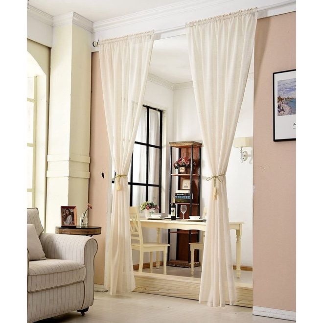 Doorschijnend gordijn Voile 140x245cm,semi-voile gordij Gebroken Wit