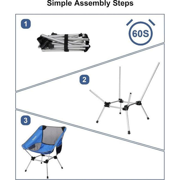 Campingstoelen Set van 2 opvouwbare campingstoelen Ultralicht Lichtgewicht tot 150 kg, klapstoel met draagtas voor buiten strand wandelen picknick