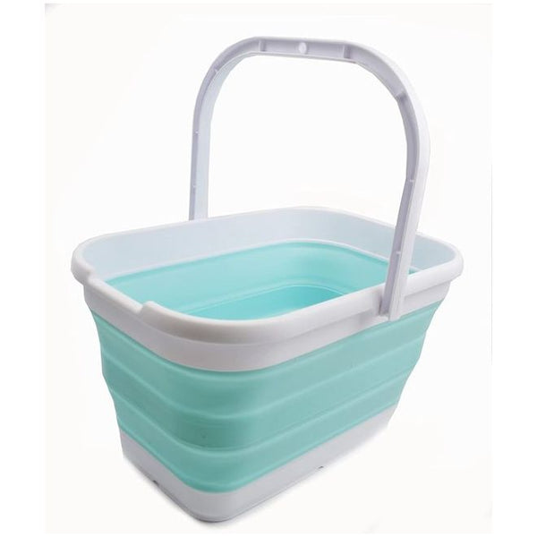Foldable rectangular, convenient bucket, 12 liters, 1, white/multi-green.