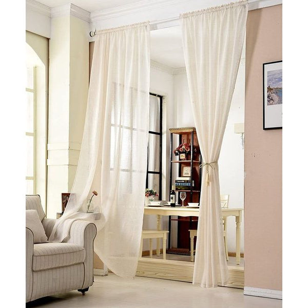 Doorschijnend gordijn Voile 140x245cm,semi-voile gordij Gebroken Wit