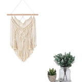 Macramé wandbehang boho deco geweven wanddecoratie wandtapijt Boheems tapijt geweven huisdecoratie chic woondecoratie geschenken appartement slaapzaal kamerdecoratie (White-Vlong)