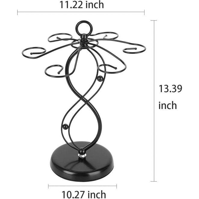 Tafelblad wijnglashouder, staand wijnrek, glashouder voor glaswerk of beker, metalen rek opslagdecoratie voor keukenbar restauranttafel, zwart met 6 sleuven