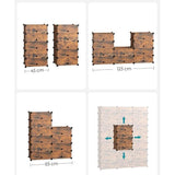 Schoenenrek met 10 niveaus, steekrek, reksysteem, schoenenorganizer, doe-het-zelfrek, met deur, van PP-kunststof, vintage bruin