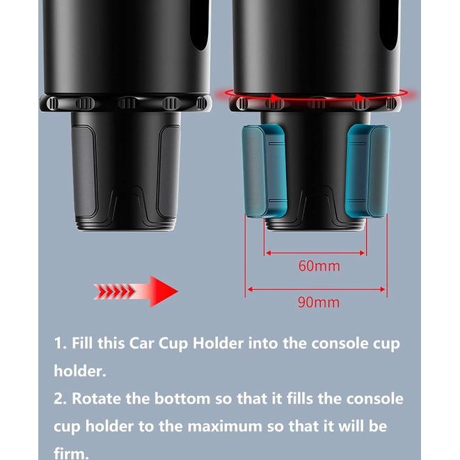 Autobekerhouder Uitbreidingsbakje Multifunctionele autobekerhouder Bevestigbaar bakje met 360° rotatie Afneembaar bakje Tafel Verstelbare basis