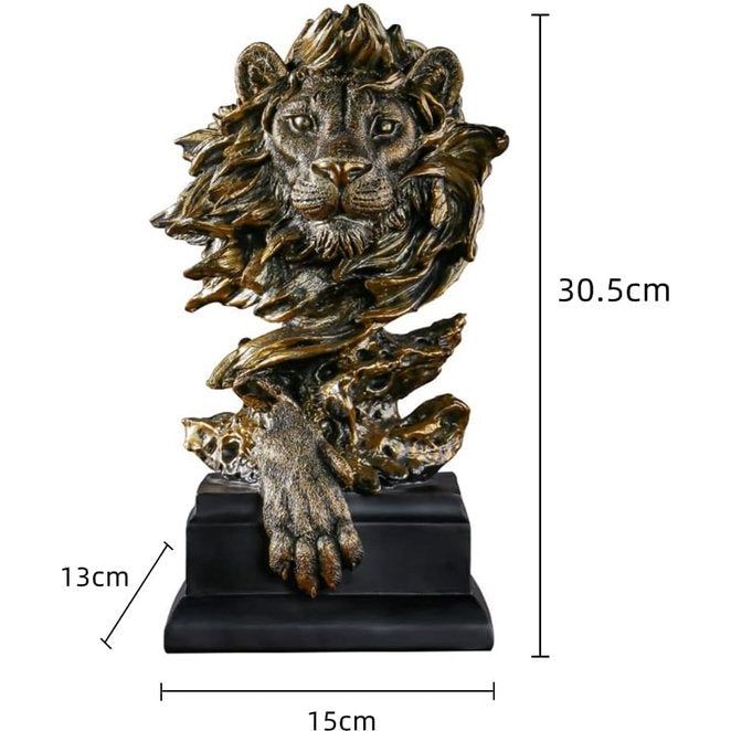Leeuwenkop beeldje, hars leeuw standbeeld, dierenkop standbeeld, bureaukast, beeldje, ambachten, ornamenten voor thuis, kantoor, decoratie, cadeau