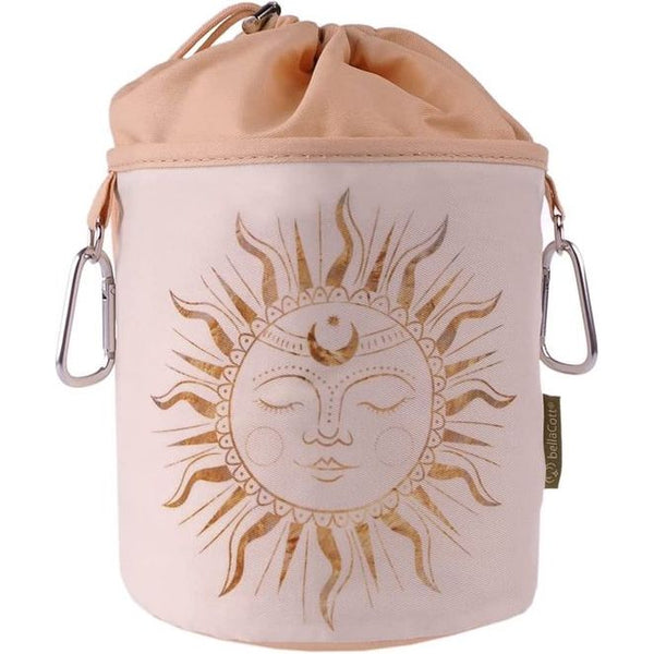 Draagbaar katoenen ophangzakje met 2 sterke karabijnhaken, trekkoordsluiting en metalen stop voor het opbergen van wasknijpers - Sun Design