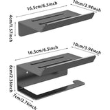 304 roestvrij staal Toiletrolhouder, Muurbevestiging, Toiletrolhouder, Papierrolhouder met telefoonvak voor keuken en badkamer (Zwart)