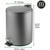 Pedaalemmer - 5 l metalen afvalbak met pedaal, deksel en kunststof inzetstuk - elegante cosmetica-emmer of prullenbak voor badkamer, keuken en kantoor - donkergrijs