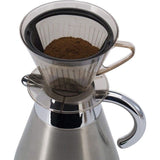 Koffieset, 2-delig, duurzaam filter + koffiefilter maat 4, roestvrij staal/kunststof, koffie, zilver, zwart