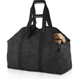 Extra grote brandhoutdrager, houten mand, brandhouttas, draagtas van zeildoek met 2 handgrepen, zwart