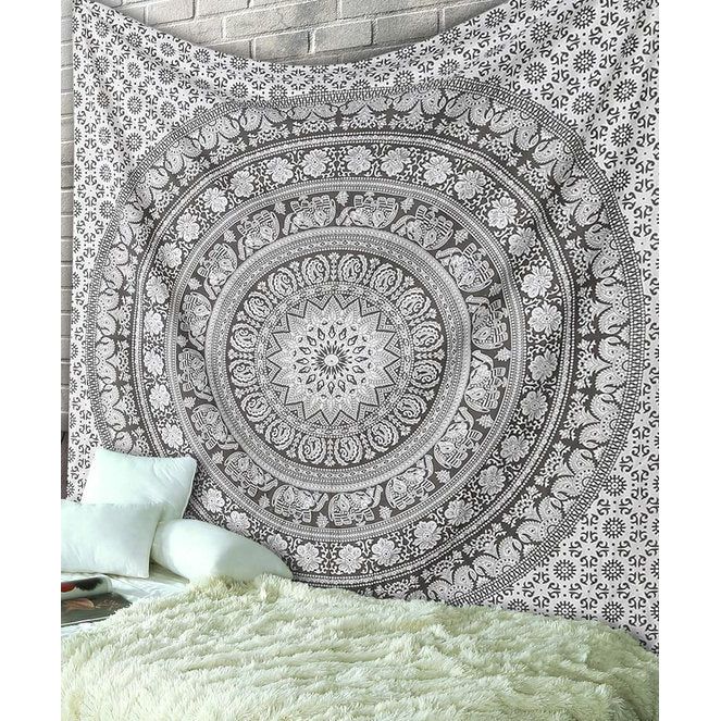 Mandala wandtapijt - decoratief strandlaken hippie wandtapijt olifant gooien wandtapijt - 152 x 127 cm - grijs Mandala wandtapijt - decoratief strandlaken hippie wandtapijt olifant gooien wandtapijt - 152 x 127 cm - grijs