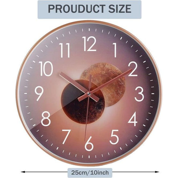 25 cm moderne kwarts still wandklok, wandklok zonder effectieve geluiden, keuken muurklok voor woonkamer, kamer, kantoor (goud)