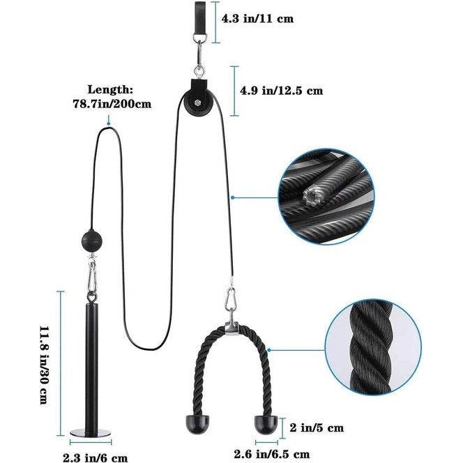 Kabeltrekken, fitness, fitness, onderarmtrainer, trekkoord, trainhard kabel, triceps trainingsapparaat, lattrektoren voor thuis, gym, riemschijf, kabelmachine