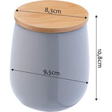 KADAX Cosmeticadoos, opbergdoos van keramiek, wattenpot met deksel van bamboe, wattenschijfhouder, voorraaddoos, wattenhouder, universele doos voor badkamer, wattenschijfjes, rond (grijs)