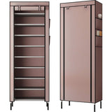 10 etages, 16 mm, extra dikke stangen, stabiele schoenenkast, organizer, standaard, 58 x 28 x 170 cm, met extra dik Oxford-weefsel, stofdichte afdekking houdt tot bruin