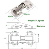 Pack of 4 Cabinet Hinges Metal Screw-On Hinges Opening Angle 90° Furniture Hinges Door Corner Stop with Screws for Furniture Cabinet Door Kitchen Cabinet