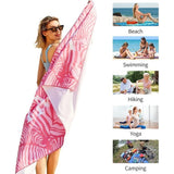 Strandlaken, groot, microvezelhanddoek 180 x 90 cm, zandafstotend, sneldrogend microvezel strandlaken, groot, voor strand/zwembad/strandstoelen (zwemmerroze)