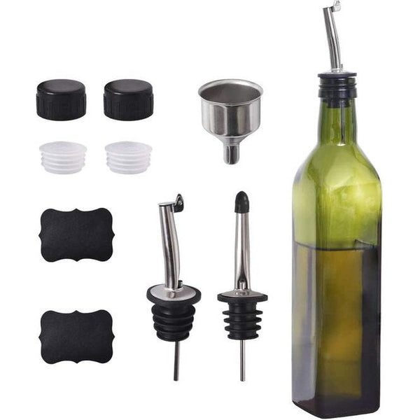 Olijfolie Fles, 17oz / 500ml Potten Olie & Azijn Cruet met Schenkers + Trechter, Olijfolie Dispenser Cruet Decanter Karaf voor Keuken - Groen
