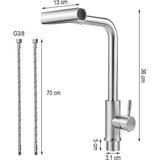 Keukenkraan, Uitschuifbaar, Hogedruk Keukenkraan, 360° Draaibaar, Mengkraan, Spoelbakmengkraan met 3 standen, Uittrekbare Keukenkraan (Roestvrij Staal) (Uitschuifbare Kraan 3)