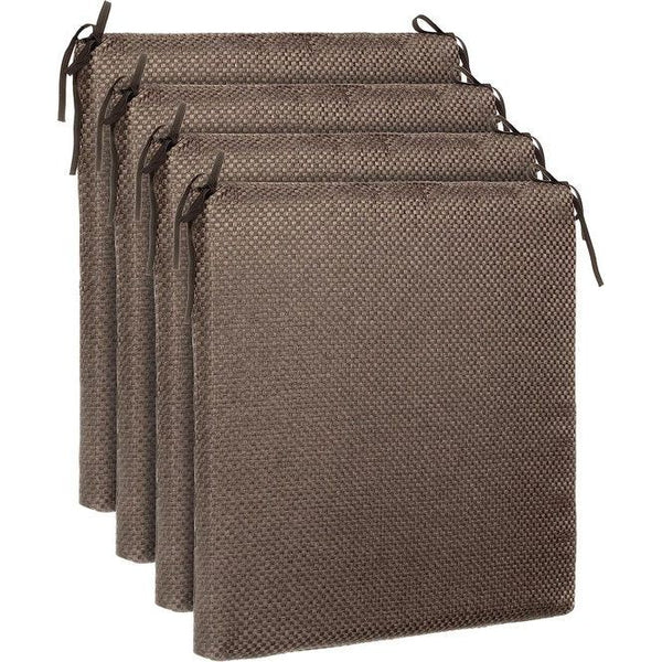 Stoelkussen - kussens outdoor/indoor - vlechtpatroon ca. 38x38x3 cm bruin set van 4