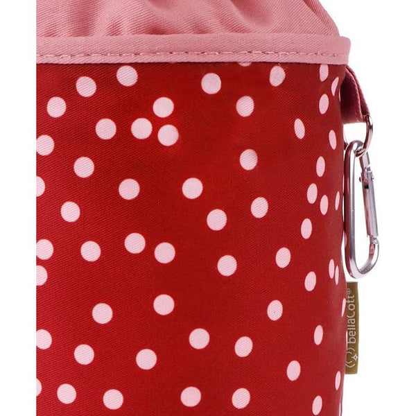 Katoenen wasknijperzak Hangende haringtas met 2 sterke karabijnhaken, trekkoordsluiting en metalen stop voor het opbergen van wasknijpers, bruinroze stippen