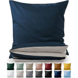 Blumtal Dekbedovertrek Set Tweekleurig - Luxe Beddengoed - 200 x 200 cm - 2 x Kussensloop 80 x 80 cm - Donkerblauw en Lichtgrijs