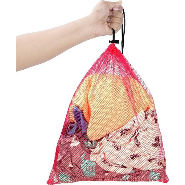 Veelkleurig wasnet voor wasmachine met trekkoord (10 stuks) - 35,5 x 40 cm - Nettas met trekkoord - Opbergzandspeelgoed, wasgoed, sokken, reizen, sportartikelen en meer