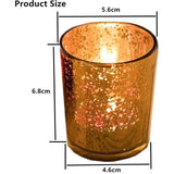 12 stuks Mercury glazen votive kaars theelichthouder glas kwik kandelaar gespikkeld goud theelicht kaarsenhouder 6,67 cm H voor bruiloftsdecoratie, feestjes en thuisdecoratie