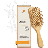 Duurzame haarborstel van bamboehout, massageborstel, krulborstel, ontwarringsborstel, bamboe, paddle borstel, cadeau voor vrouwen, partners en mannen, natuurlijke borstelharen zonder trekken, anti-kroezen gespleten haarpunten