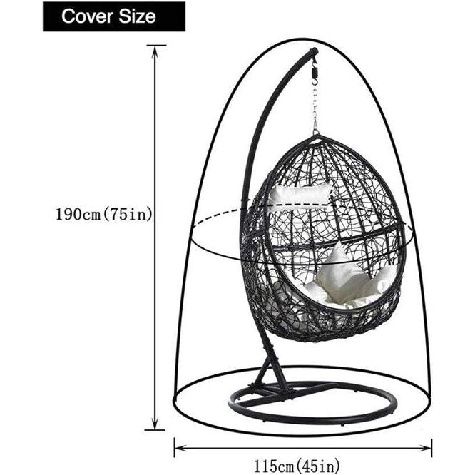 Hangstoel beschermhoes drijvende stoel terras schommelstoel hoes waterdicht 210D Oxford stof buitenterras 190 x 115 cm