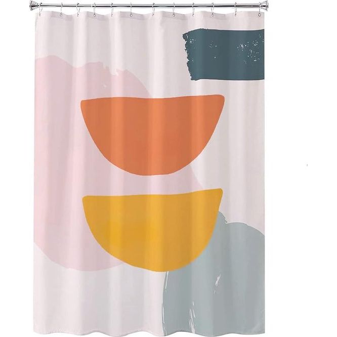 Abstract Shower Curtains for Bathroom Fabric Modern Aesthetic Art Shower Curtain Set with Hooks Cute Spring Plant Printed Bath Curtain (Abstract, 180 x 180 cm)