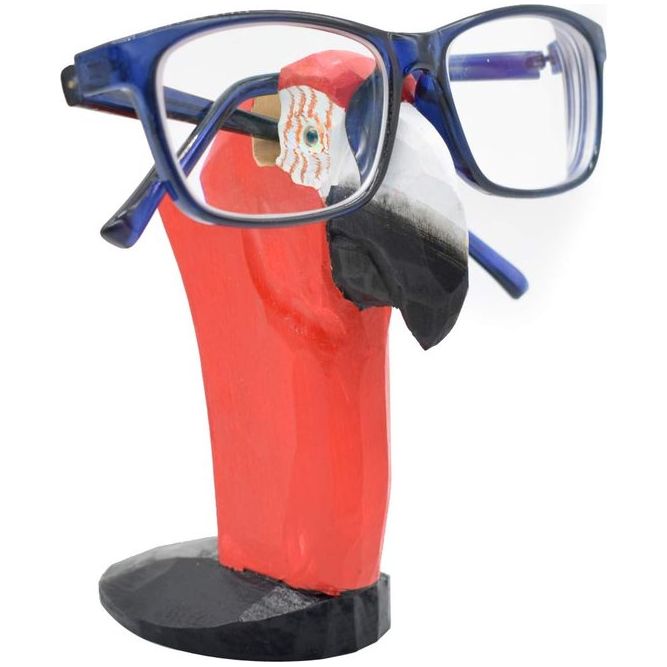 Grappige brillenhouder, hout, handgesneden brillenstandaard, dierenvorm, zonnebrilhouder en brillenhouder, voor kinderen, bureau, thuiskantoor, decoratie (papegaai)