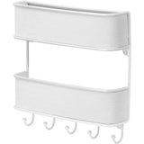 Sleutelrek met plank - Veelzijdig metalen sleutelrek met kunststof gaasaccenten - met 2 brievenbakken voor post en tijdschriften - Wit