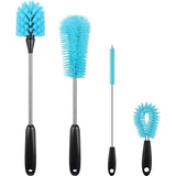 4-delige flessenborstelreinigingsset voor het reinigen van flessen met smalle hals, waterflessen, babyflessen, drinkbekers en rietjes (blauw)