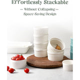 Creme Brulee Kommen 6 Set, 120 ml Non-stick Gecoate Soufflé Ramekins, Ovenvaste Souffle Ramekins, Ragout Fin Bowls, Ovenvaste Creme Brulee Kommen, Porselein Ramekins 8.9X4.4cm/Wit