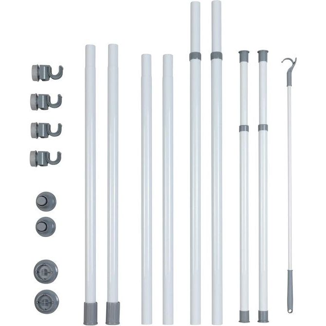 Basic Telescopisch kledingrek, verstelbaar opbergsysteem met 2 kledingstangen die je kunt aanpassen aan de afmetingen van je inloopkast, 75-120 x 165-300 x 11 cm