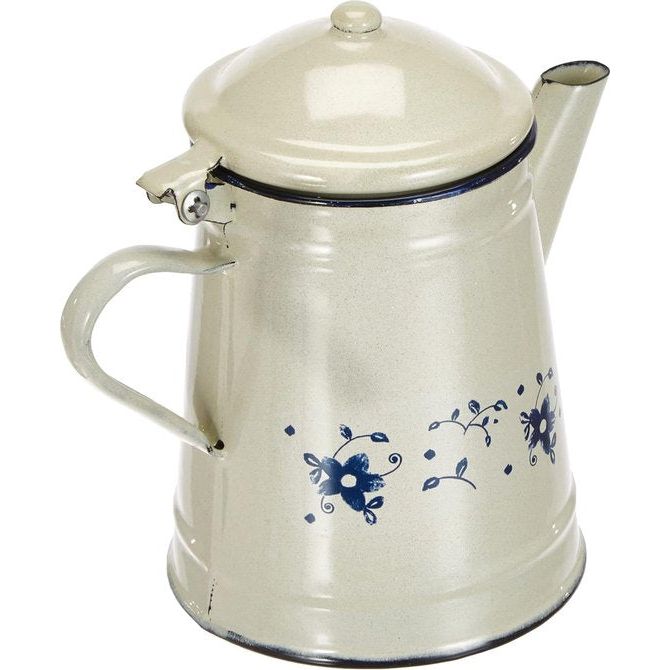 Sena conische geëmailleerde stalen koffiepot, wit/blauw, 1 liter