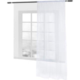 Stanggordijn, transparant, Voile, met 50 mm geplooide tape, 140 x 225 cm, Wit, 140 x 225 cm