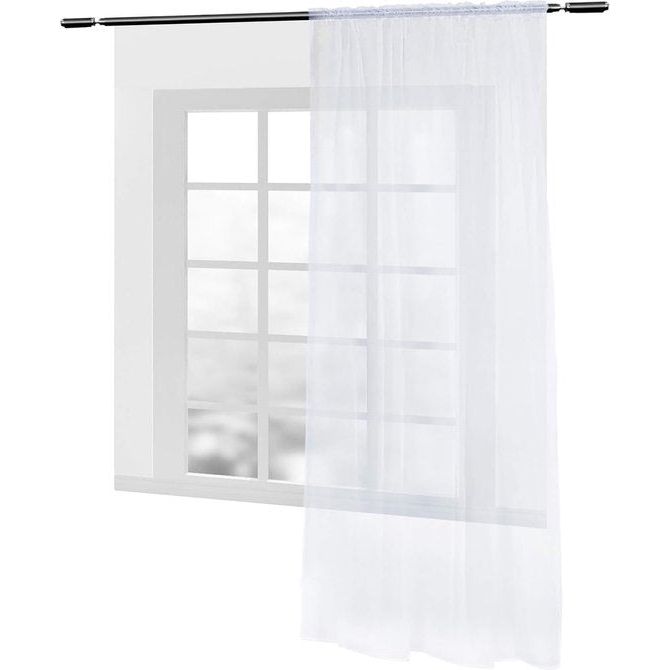 Stanggordijn, transparant, Voile, met 50 mm geplooide tape, 140 x 225 cm, Wit, 140 x 225 cm