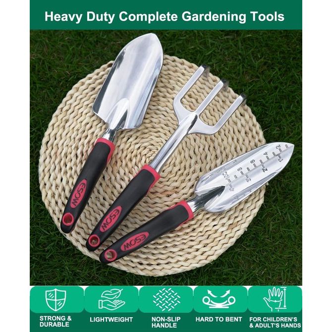 Tuin gereedschapsset Gegoten Aluminium Metalen 3-delige Tuin gereedschapsset schop Spade hark Ergonomisch ontworpen zacht comfortabel antislip handvat