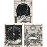 Tarot Wandtapijt set, zon, maan en ster, wanddoek met nagels, zwart-wit katoenen linnen, 40 x 50 cm