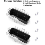 2-pack douchecaddy, scheidbare douche-organizer met haken, zonder boren, dubbellaagse doucheplank voor badkamer en keuken (grijs)