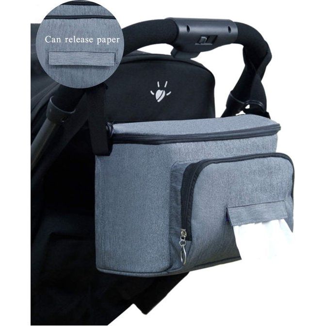 Baby multifunctionele tas, kinderwagen opbergtas, luiertas hangende kinderwagen kledinghanger, met klittenbandsluiting, waterdicht, universeel